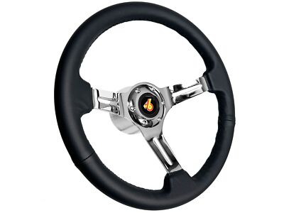 1973-87 Buick Regal Grand National Black Leather Steering Wheel Chrome Kit, GNX
