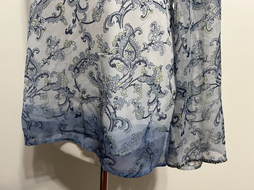 Motherhood Maternity Top Blouse Periwinkle Paisley Ombré w/Sequin Trim Sz L NWOT - Picture 8 of 17