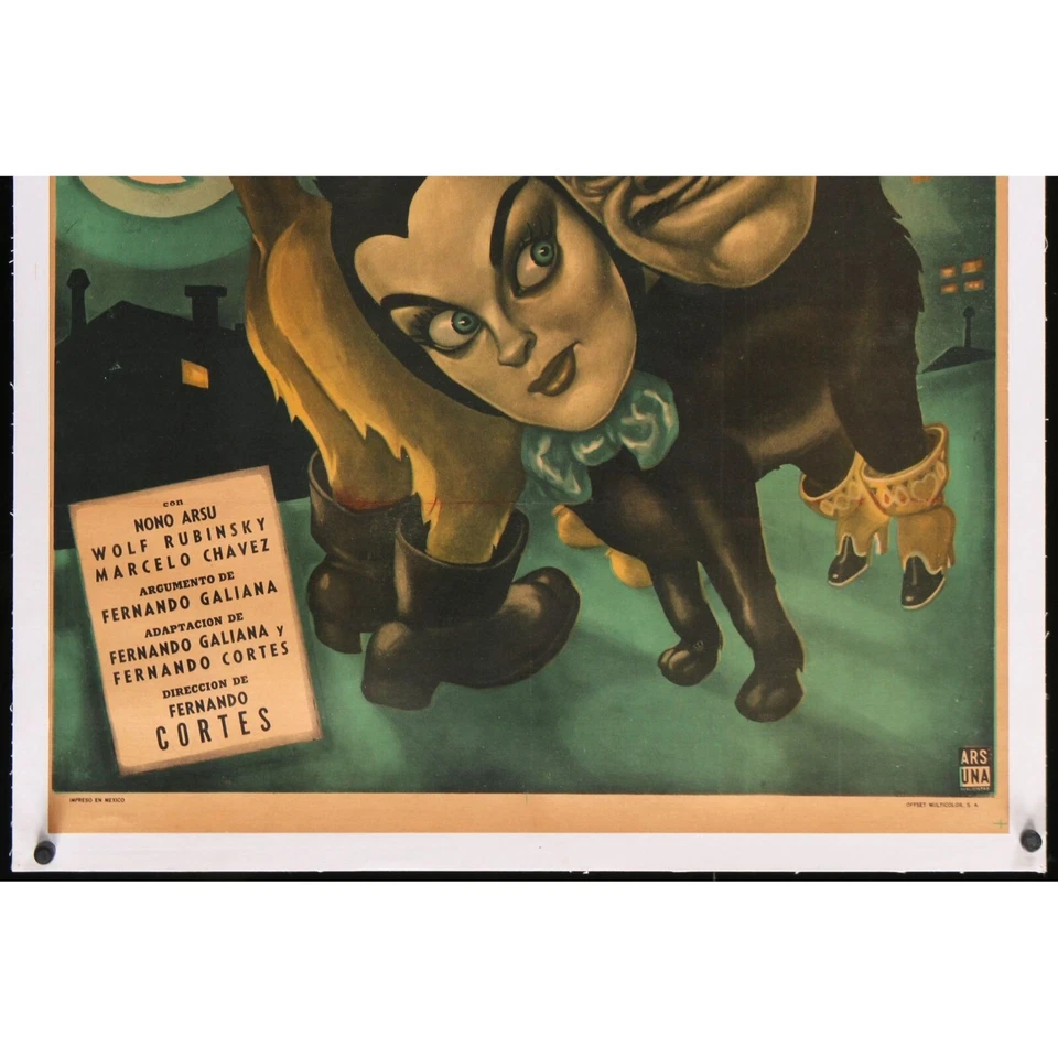 EL GATO SIN BOTAS (1957) Original Linenbacked Mexican Movie Poster 27"x37" - Image 3 of 3