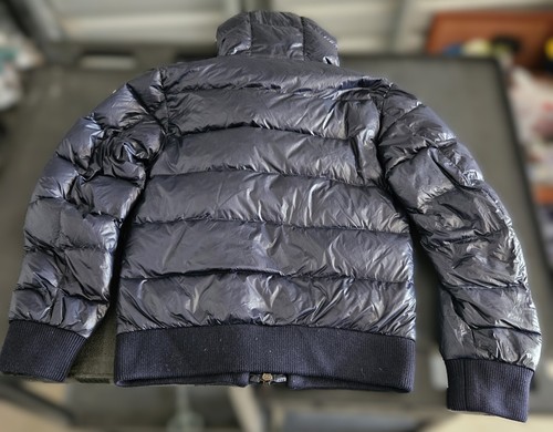 Vtg Y2K Moncler Navy Blue Down Fill Puffer Hooded Jacket Zipper & Button Size 0 - Picture 20 of 23