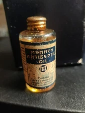 Vintage Mennen Antiseptic Oil glass Sample/ Trial Size 1/2 Oz Bottle