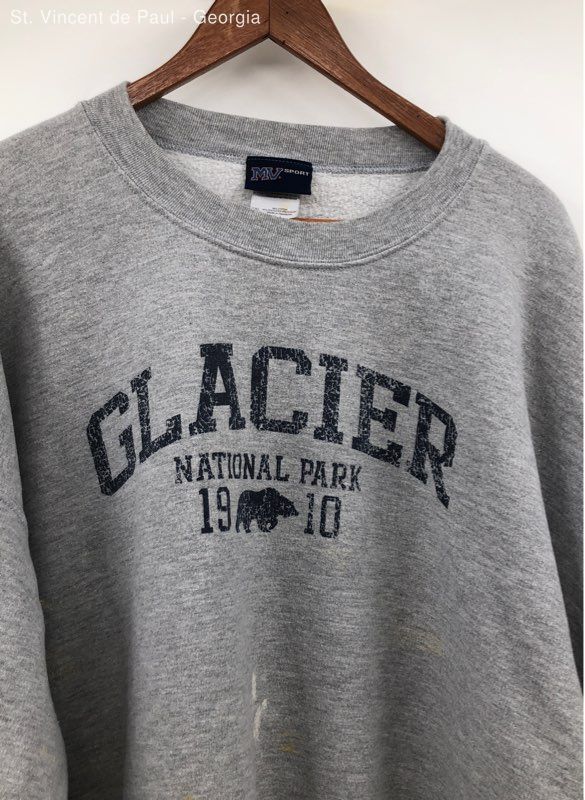 MvSports Gray Glacier National Park Oversized Crewneck Sweatshirt