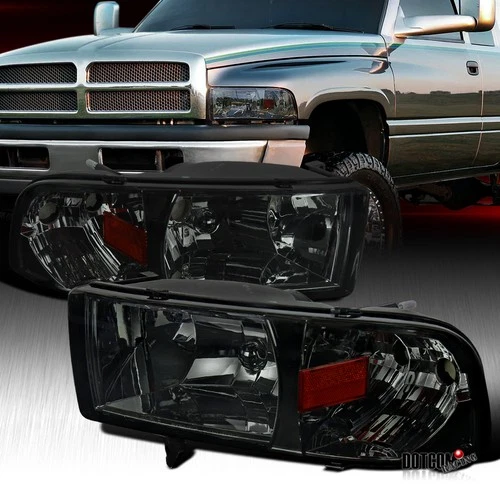 Smoke Headlights Corner Lamps Fit 1994-2001 Dodge Ram 1500 2500 3500 Left+Right