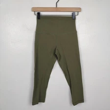 Lululemon Align Crop Leggings Womens 4 Olive Green Yoga High Rise Nulu Lounge