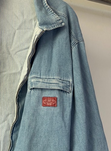 Vintage GAP reversible JACKET Hickory LARGE Blue Striped Chore Railroad Men's - Picture 4 of 21