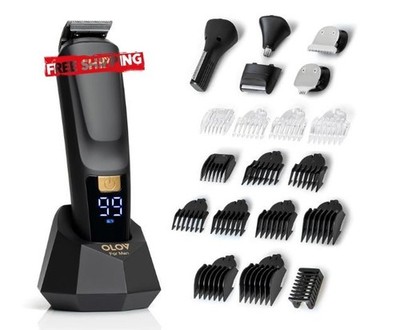 Kit grooming 21 en 1 para hombre con recortadora, cortapelos, afeitadora y base