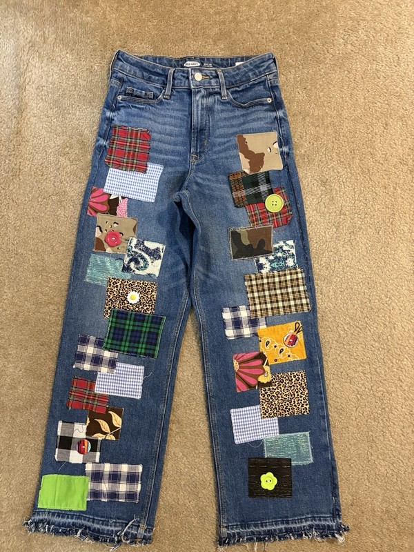 Old Navy Extra High Rise Wide Leg Patchwork Jeans 2