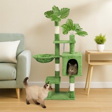 Indoor Green Cat Tree Tower Large 48" with Cat Scratching Post Comfortable Condo