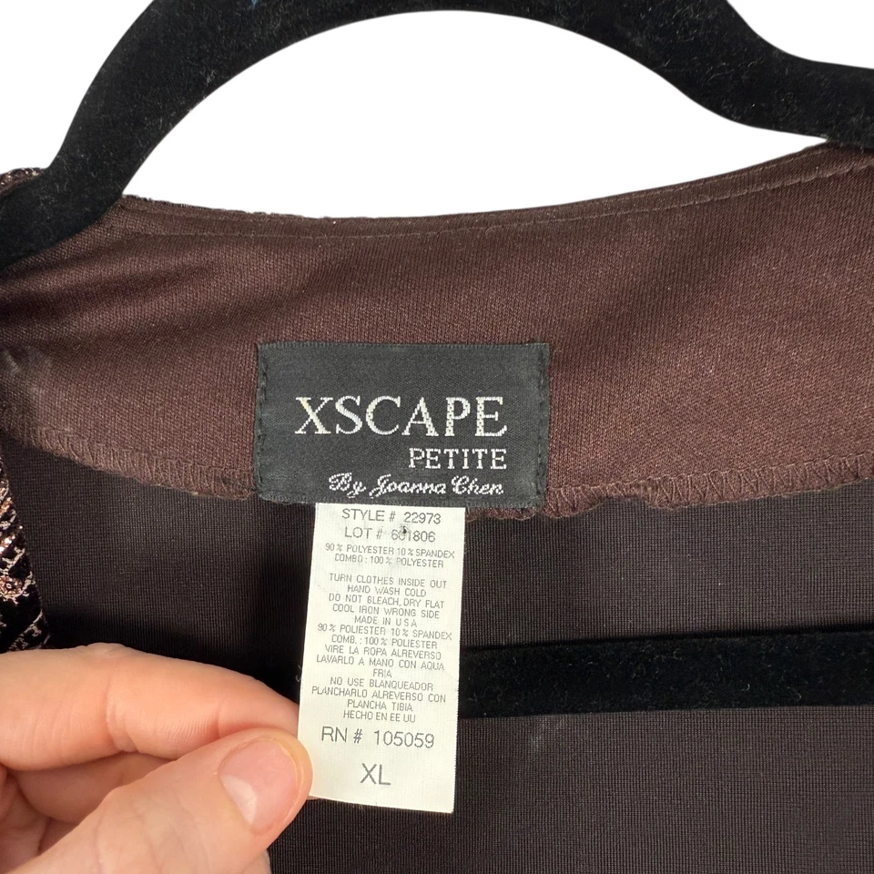 Chaqueta Xscape Marrón Dorado Lentejuelas Paisley Terciopelo Fiesta Cóctel Y2K Mujer XL Foto 3 de 4