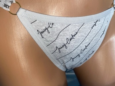 Vtg STYL SILKY NYLON DOUBLE STRING BIKINI PANTIES JUICY C. GRAY LOGO S/M