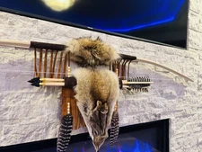 Native American Indian Coyote Hickory Bow Arrow By Enrolled Memb Of Cherokee 68”