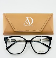 NEW ESCADA VESD27 0700 Black Gold Womens Semi Cat Eye Eyeglasses 55-15-135 B:47