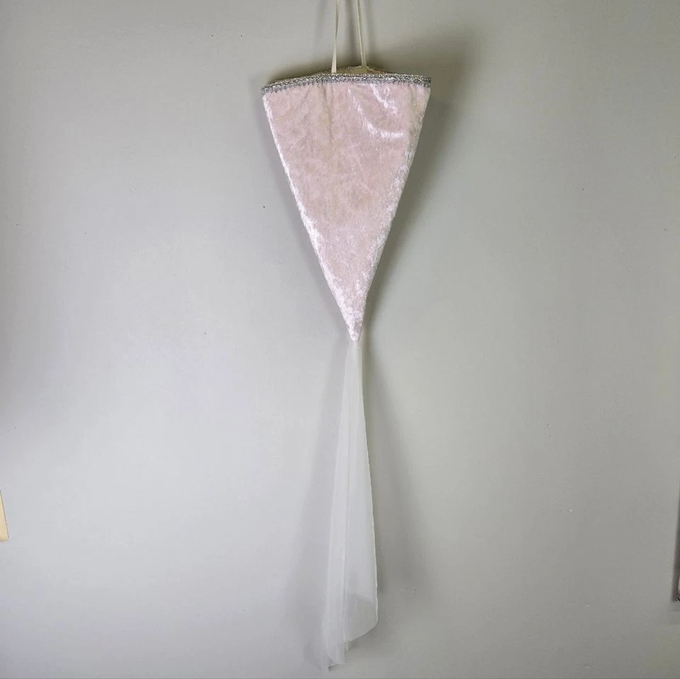 Royal Princess Cap and Veil Light Pink Silver Trim Sheer Train - Image 3 of 4