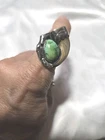 Vintage Navajo Sterling Silver With A Paw Bear And Real Turquoise Ring.