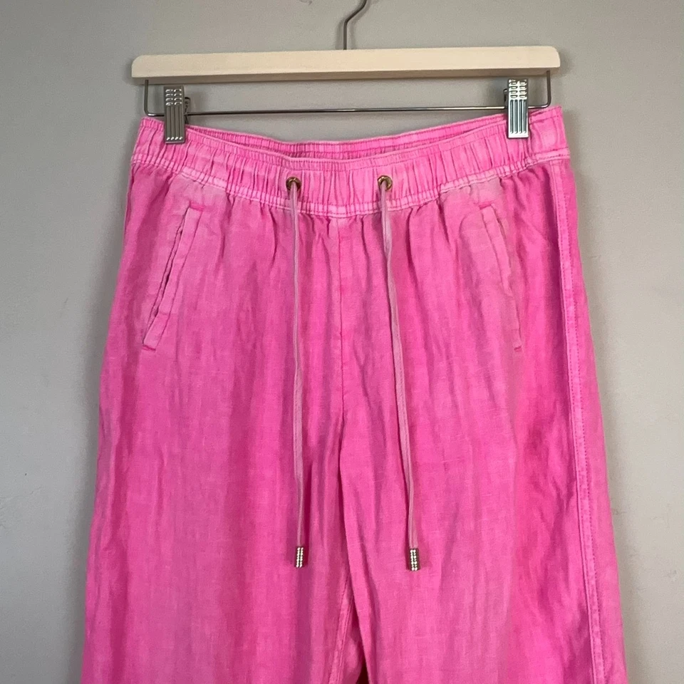 Pantalones de lino de tiro medio Lilly Pulitzer Taron cintura rosa para mujer S Preppy Foto 2 de 4