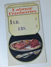 Vintage Eatmor Cranberries Graphic Store Price Cardboard Display price Sign