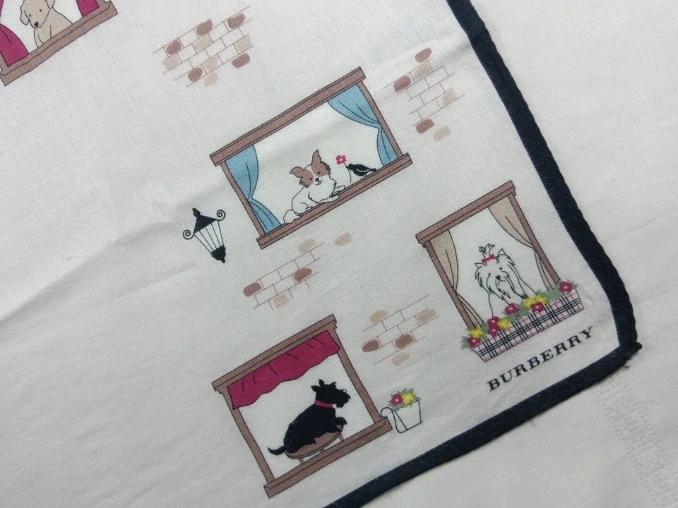 Хлопковый шарф Burberry шарфы повязка на голову розовый собачий узор 19 дюймов x 19 дюймов - Изображение 4 из 4