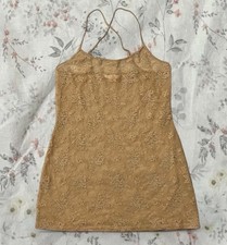 Y2k Vintage Victoria's Secret Mesh Lace Slip Dress Floral Nylon Lingerie Medium