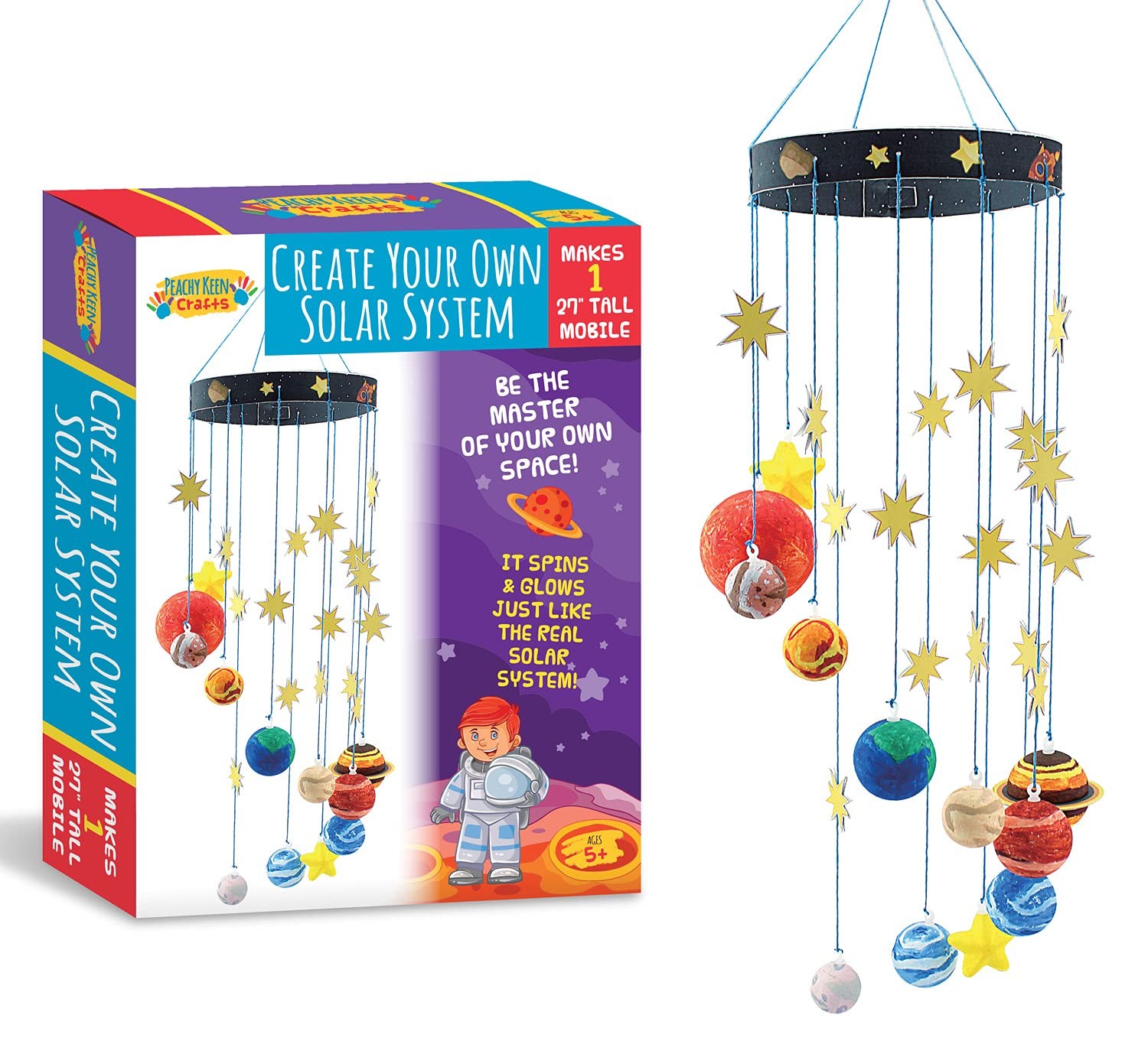 Diversión de aprendizaje STEM con kit de sistema solar 3D: modelo colgante móvil completo hágalo usted mismo...