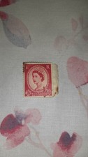 Rare USED 1958 Queen Elizabeth II ER Postage Revenue 2/1d Red Stamp