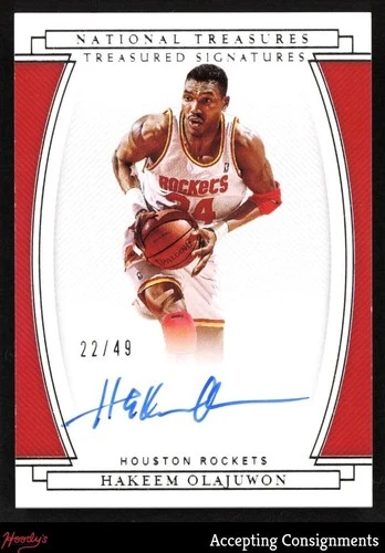 2020-21 Panini National Treasures Treasured Hakeem Olajuwon AUTO 22/49 Rockets