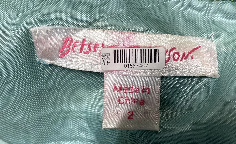 Vestido de encaje a lunares azul Betsy Johnson para mujer talla 2 Foto 3 de 4