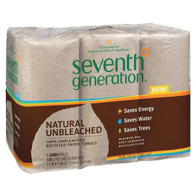 Natural Unbleached 2 Ply Jumbo Roll Paper Towels 120 Sheets 6 Rolls per Pack