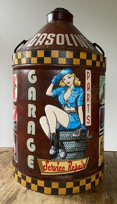 Oldtimer 50er Jahre Benzinkanister. Handbemalt, Pin Up, Nasenkunst, Retro Garage Männerhöhle