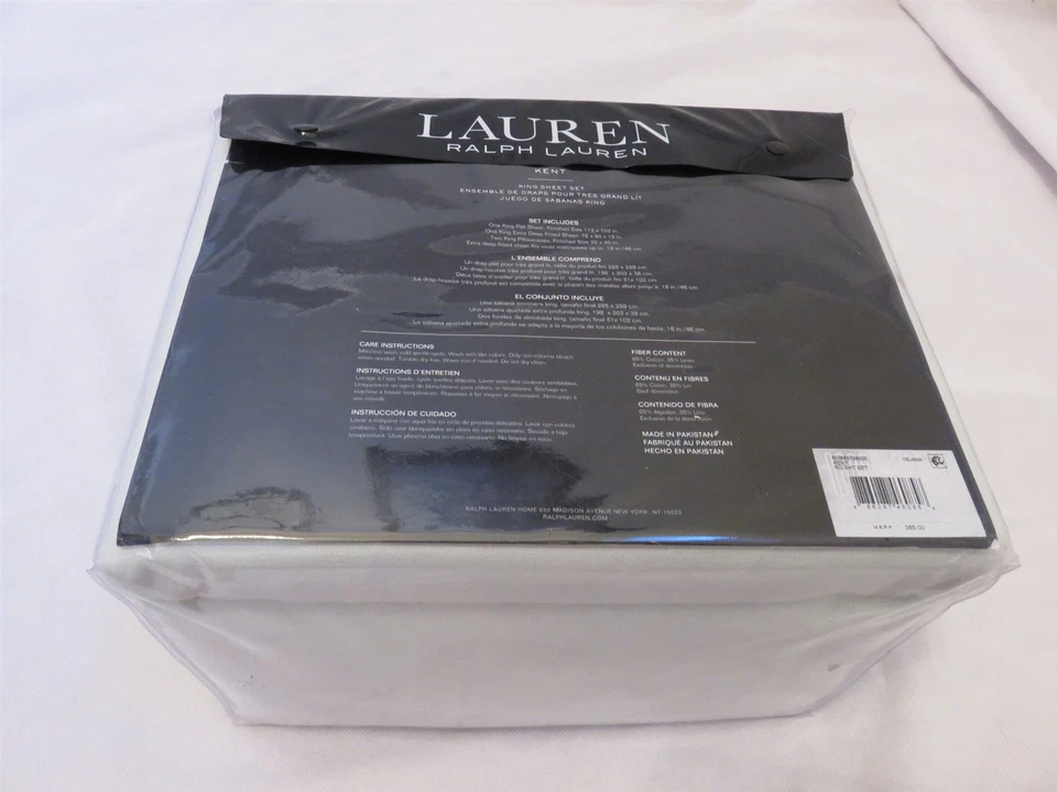 Ralph Lauren Kent 4P King Linen Cotton Sheet set Celadon - Image 3 of 3