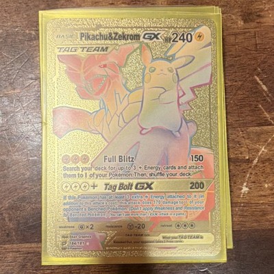 Pokémon Pikachu & Zekrom GX TAG TEAM Secret Rare Gold Holo 184/181