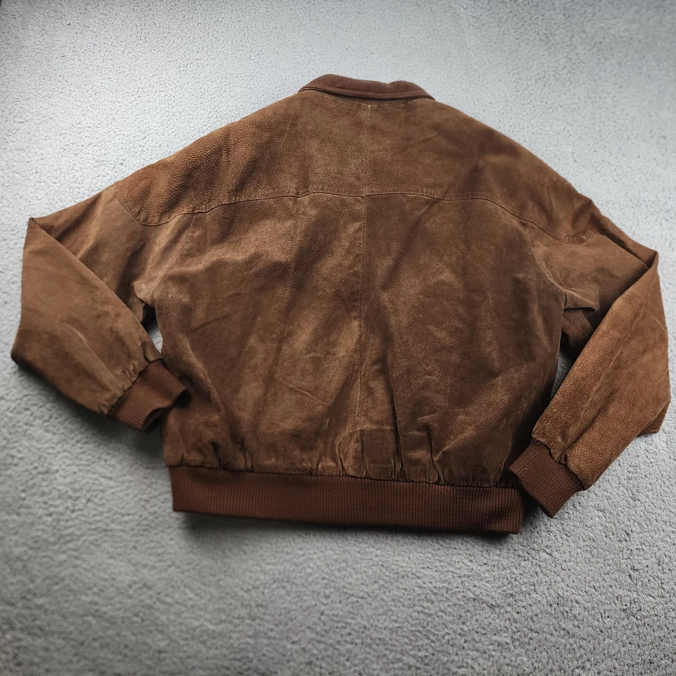 Chaqueta de bombardero Members Only para hombre 46 Lg gamuza marrón franela forrada cremallera Y2K años 80  Foto 2 de 4