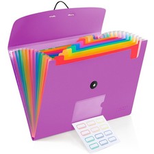 13 Pocket Expanding File Folder Accordian File Organizer, A4 Letter Size Pape...