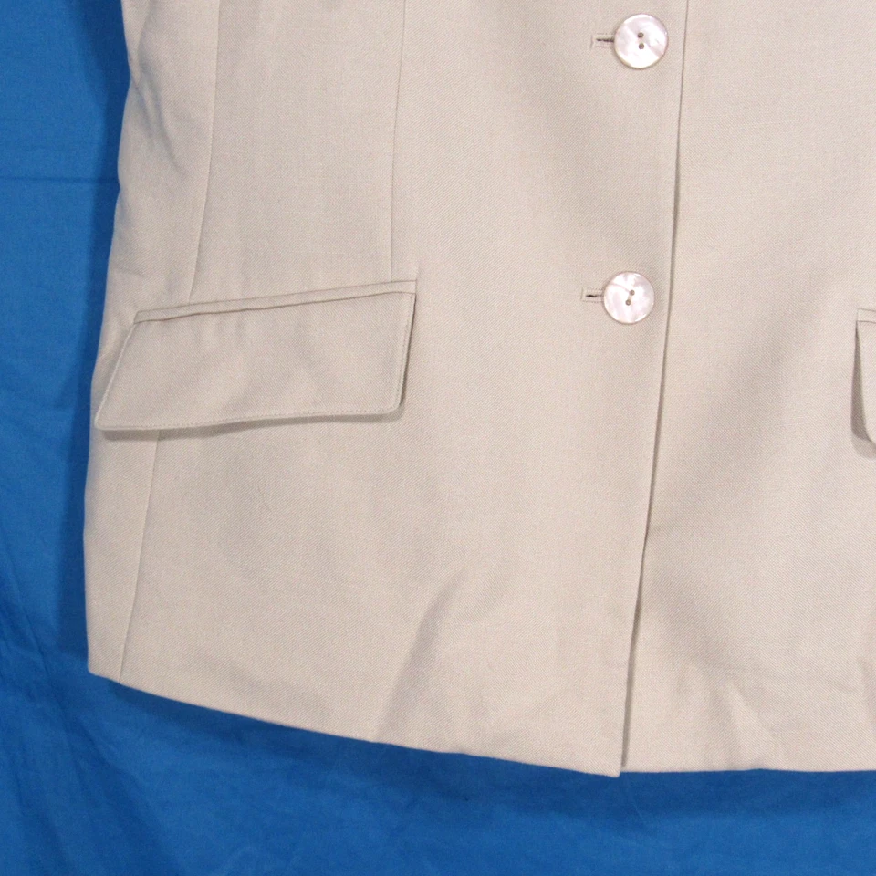 LE SUIT Beige/Crema Sarga MANGA CORTA FORRADA CHAQUETA/FALDA CONJUNTO Traje Conjunto 14 Foto 3 de 4