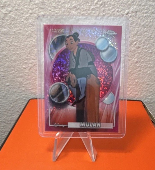 Disney Topps Chrome 2026 #129 Mulan 143/250 Pink Mini Diamond Refractor 