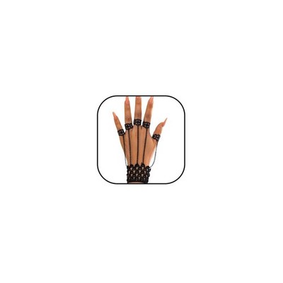 Gothic Bracelets Finger Nails Tip Claw Rings for Women,Vintage Black Wrist  - 01