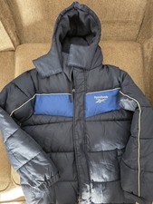 Reebok Youth Medium 10/12 Puffer Jacket Navy Blue Hooded Winter Coat