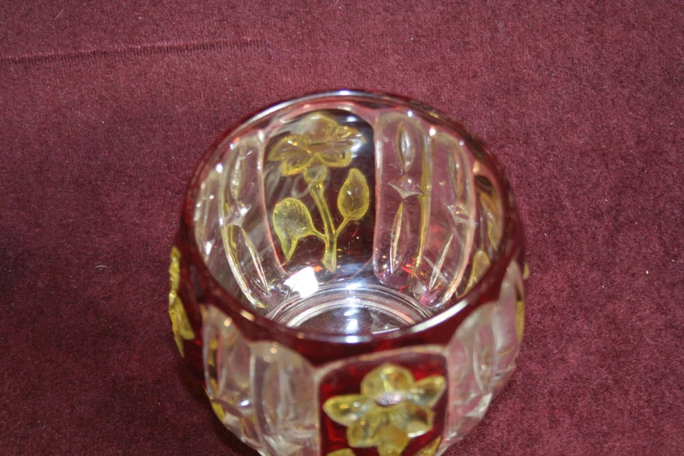 GREENSBURG Glass Co. Ruby Flash, Sunken Primrose, Florida Spoon Holder, Antique. - Image 2 of 4
