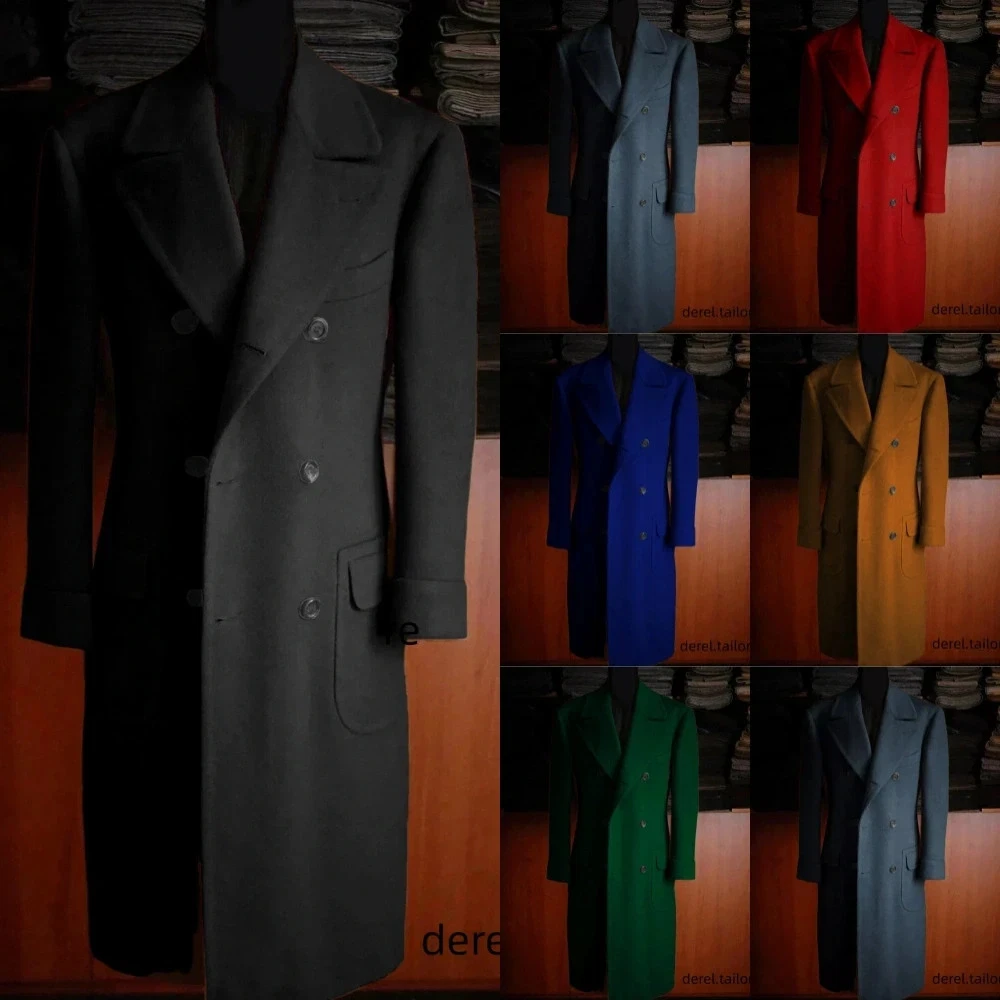 Wool Men's Overcoat Double Breasted Long Outdoor Wear Coat Cashmere Jacket Suit
