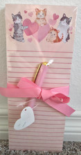 Valentine's Day Hearts & Kittens Cats NOTE PAD Plus Pen & Free Pen Holder Valentine's Day Hearts & Kittens Cats NOTE PAD Plus Pen & Free Pen Holder - Image 1