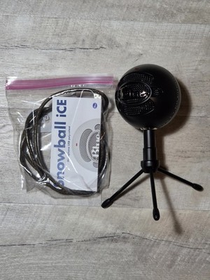 Blue Snowball iCE Microphone, Black w/ Manual And Cable. Tested And Working!