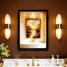 USHOWER 22x30" Black Bathroom Mirror Metal Frame Rectangle Wall Vanity Mirror