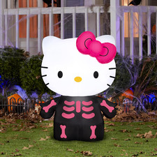 HELLO KITTY Halloween Pink Skelton Airblown Inflatable 3ft Tall Lights Up