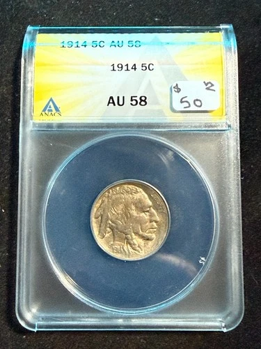 1914 BUFFALO NICKEL ANACS AU 58