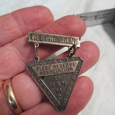 VINTAGE MILITARY NAVY MARINE CORP FLEET RESERVE ASSOC. MEDAL PIN BADGE STERLING