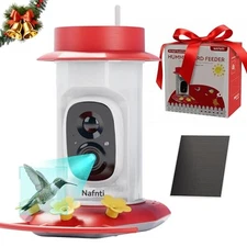 Hummingbird Feeder with Camera Solar Powered, 2K Live Stream Smart AI Bird 