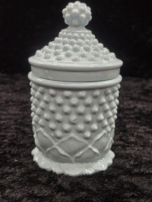 Vtg ARDALT JAPAN LIGHT BLUE HOBNAIL JAR WITH LID- BEAUTIFUL**72-18