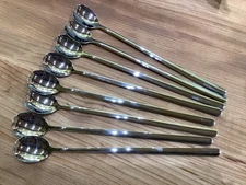 Long Handle Iced Tea Stirring Spoons Casual 304 Stainless Steel Silver 8 Piece