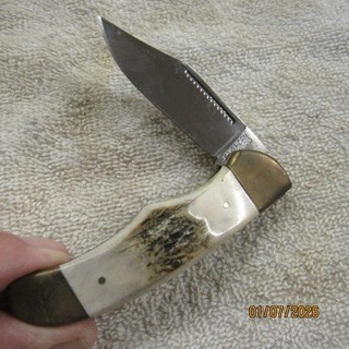 Cuchillo Plegable Taylor Cubiertos Vintage Genuino Ciervo Manijas Cuerno de Alce 1980