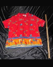 Vintage Plus Size Women Hawaiian Print Colorful Buttondown Shirt 26/28 WhiteStag