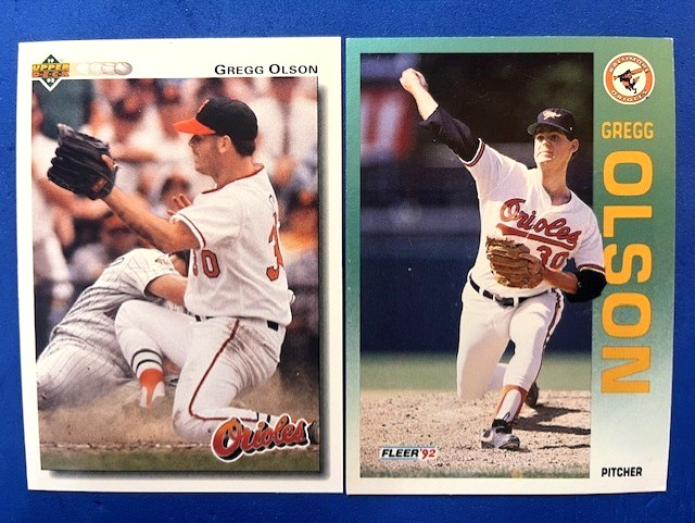 Gregg Olson 1992 Upper Deck & 1992 Fleer Baseball - Orioles